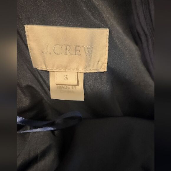 J. Crew One Shoulder Corrugated Silk Navy Blue Dress Size 6 - Picture 7 of 11